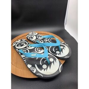 Neff Forever Fun Graphic Print Flip Flops Mens Size 10